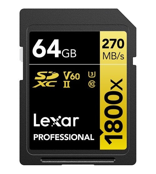 LEXAR Sdcard 64GB 1800x SDXC UHS-II Card GOLD Series W 210 MB/s R 280 MB/s LSD1800064G-BNNNG LEXAR Sdcard 64GB 1800x SDXC UHS-II Card GOLD Series W 210 MB/s R 280 MB/s LSD1800064G-BNNNG